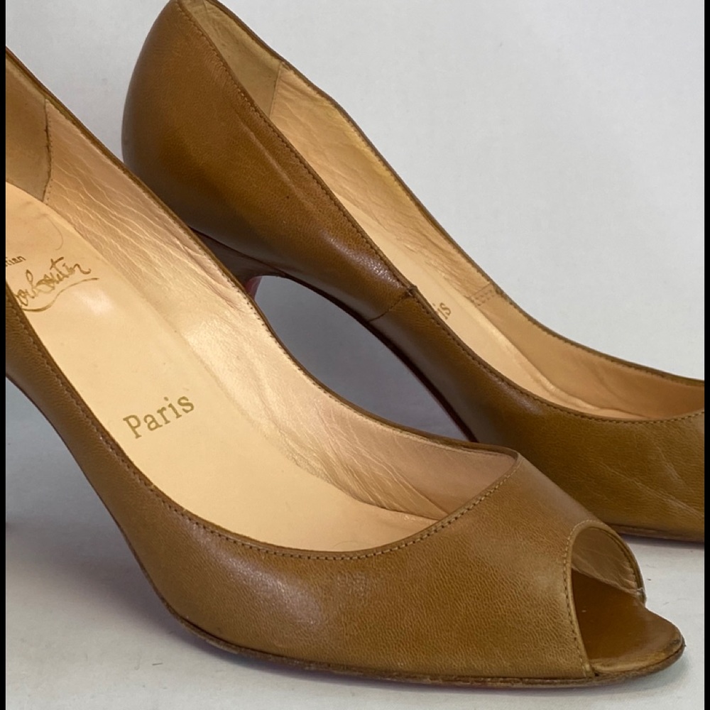 CHRISTIAN LOUBOUTIN
Camel You You 85 PeepToe Pumps
